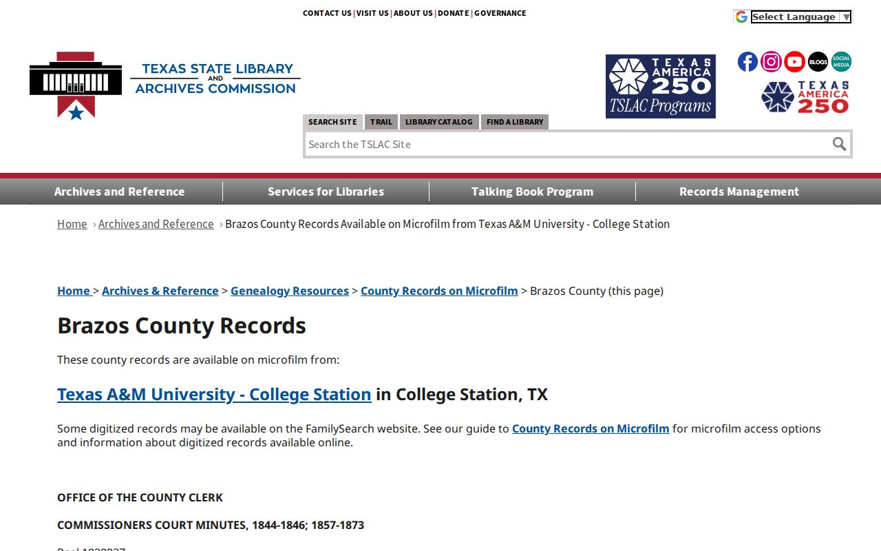 Bryan residents directory Brazos County microfilm inventory
