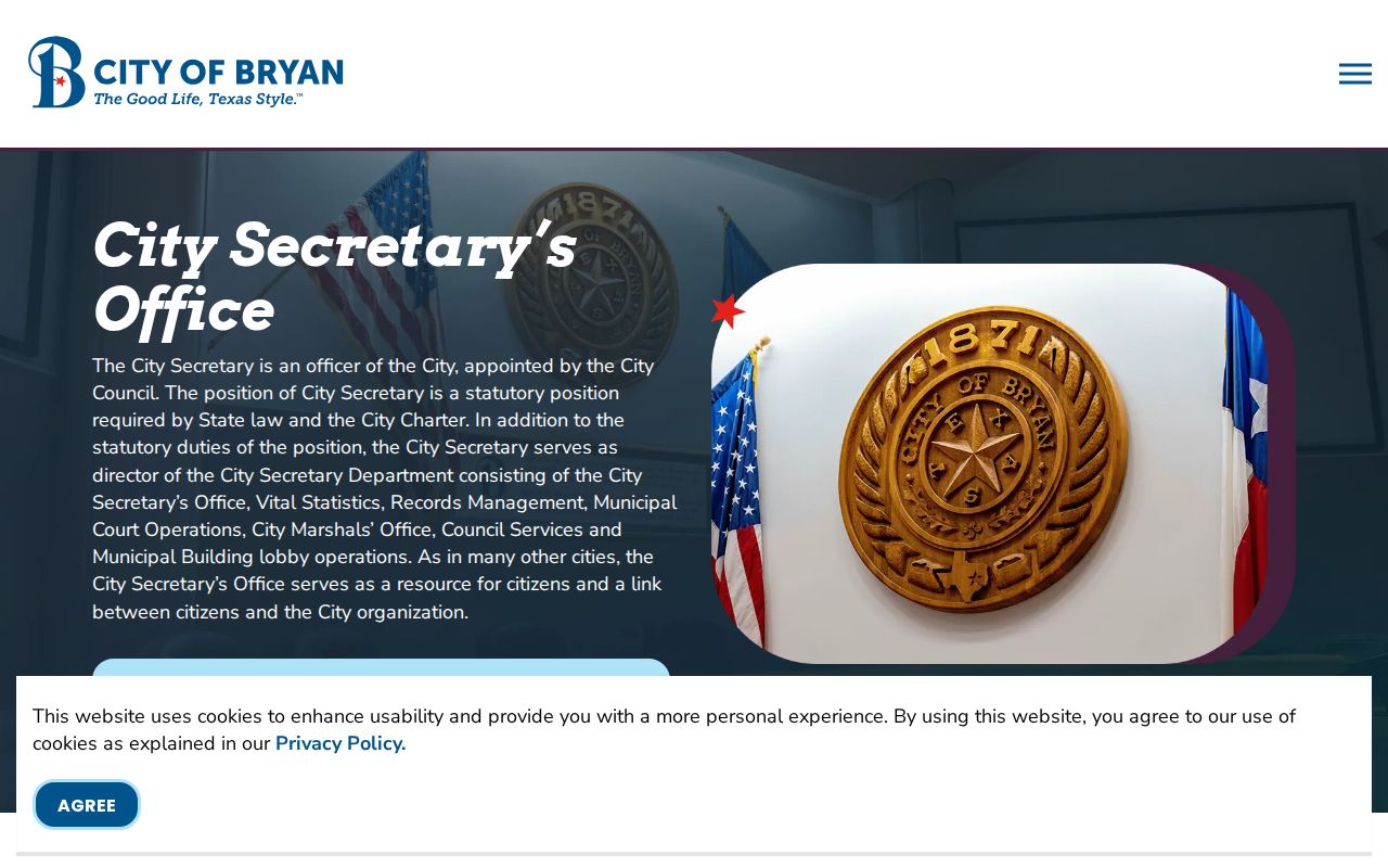 Bryan residents directory City Secretary records route