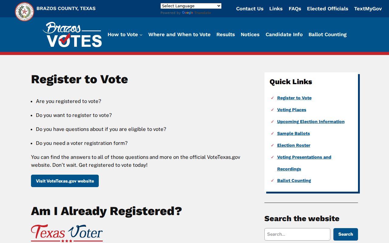 Bryan residents directory Brazos voter verification route