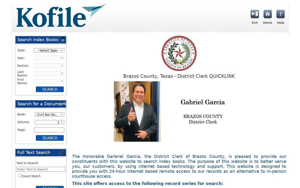 Bryan resident lookup Brazos District Clerk Kofile court index