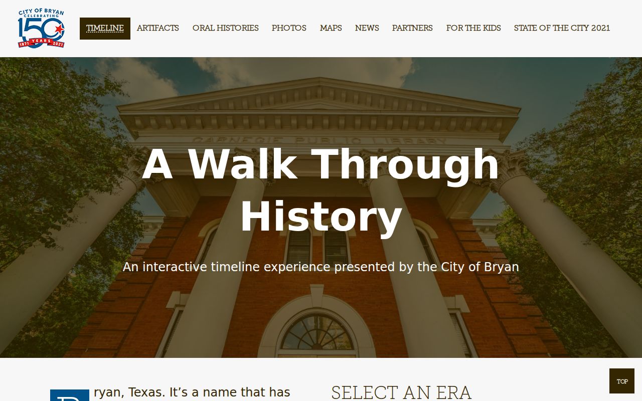 Bryan previous residents historical research through the Bryan 150 timeline