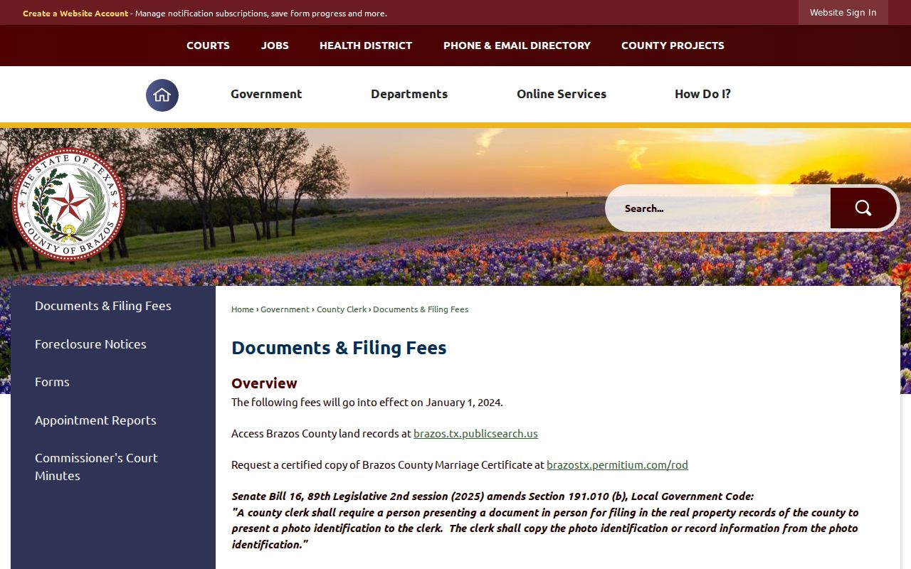 Bryan previous residents research at Brazos County Clerk recording and historical access page