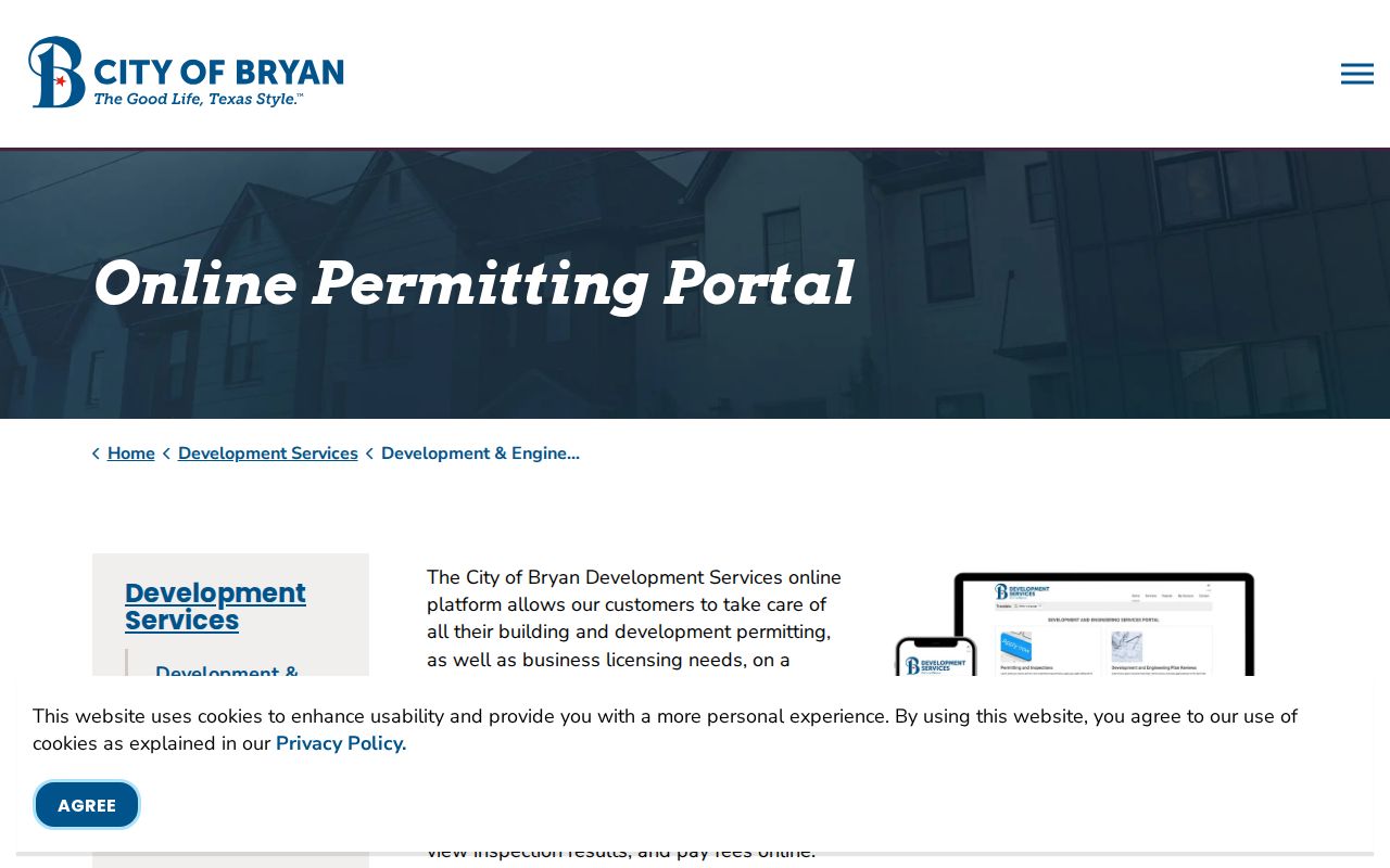 Bryan street directory online permitting and Citizenserve access